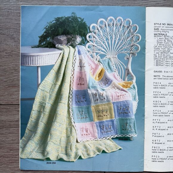 Winkin Blinkin Nod Baby Afghans Patterns Crochet Knit 18 Patterns Bernat #258 - Picture 5 of 6